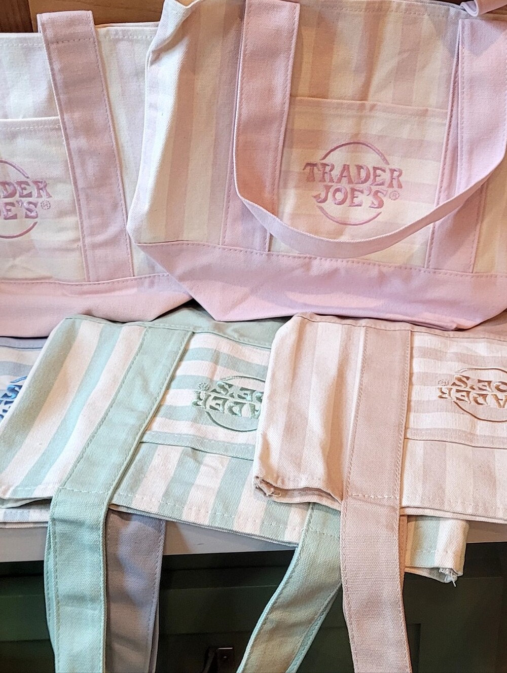 Trader Joe's Pastel Stripe Tote Bags